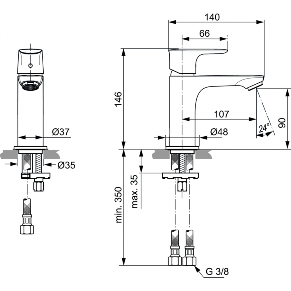 Смеситель Ideal Standard  CONNECT AIR A7010AA для умывальника