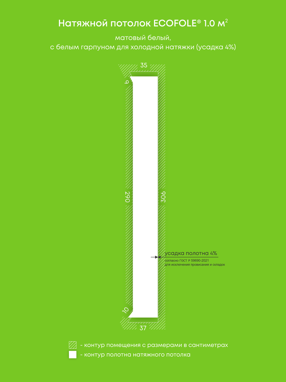 Матовый натяжной потолок 1 м2