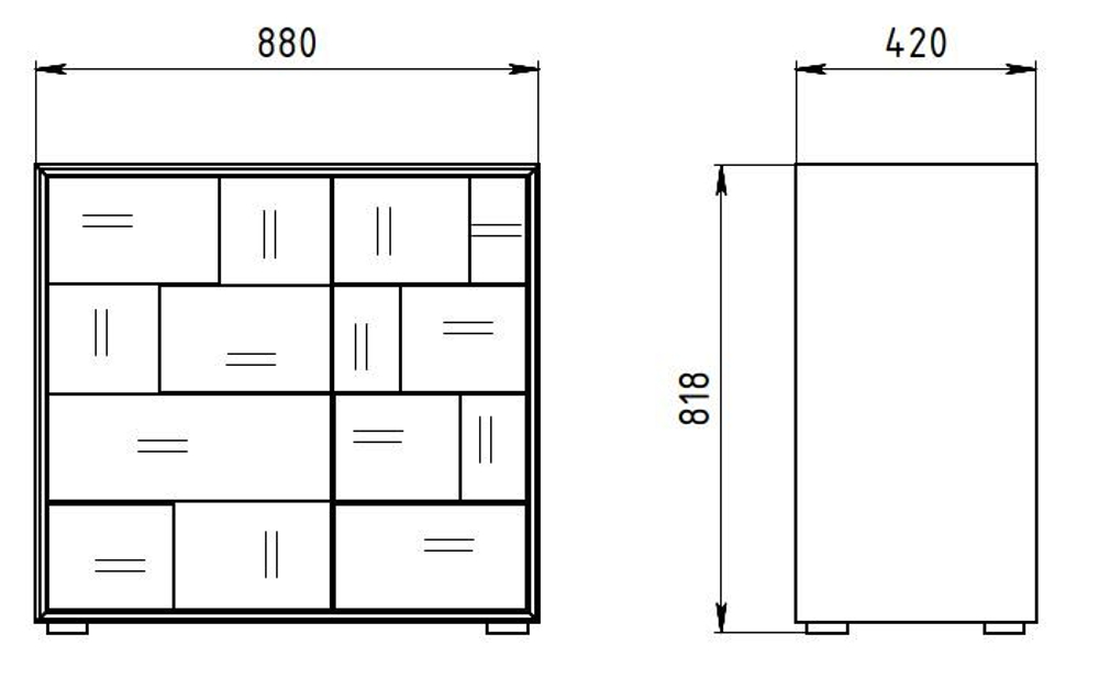 Комод 88х42х82, Тронд, 1 дверь 4 ящика, дуб масло, Makosa