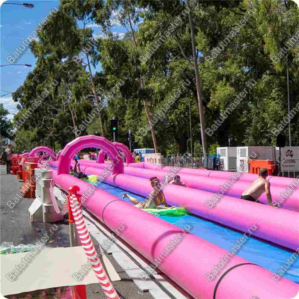 Водная горка без надувного дна, герметичная ТУРБО "Зефир", 150*6,5*1,5 м