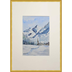Картина авторская акварельная в паспарту 21х30 см на стену для интерьера "Зима"