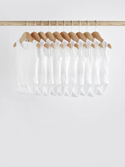 Боди без рукавов для малышей Next 389-950, 10 шт., Белый