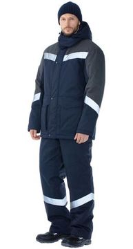 Костюм зимний "Андезит" полукомбинезон (т.синий/серый)