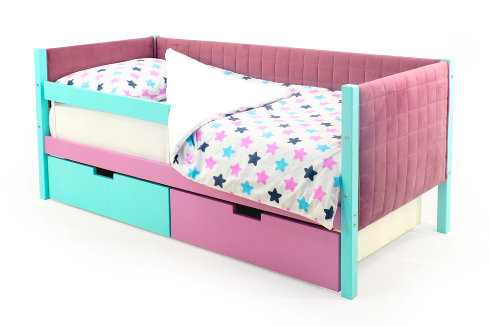 Детская кровать-тахта мягкая Бельмарко Svogen мятный-лаванда