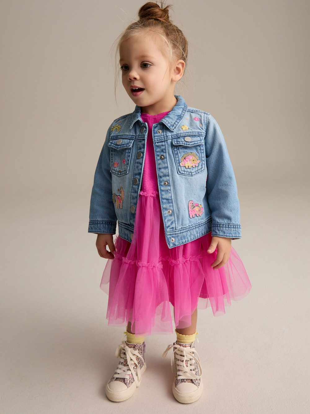 Куртка джинсовая с вышивкой для девочки Next E25-108, Синий