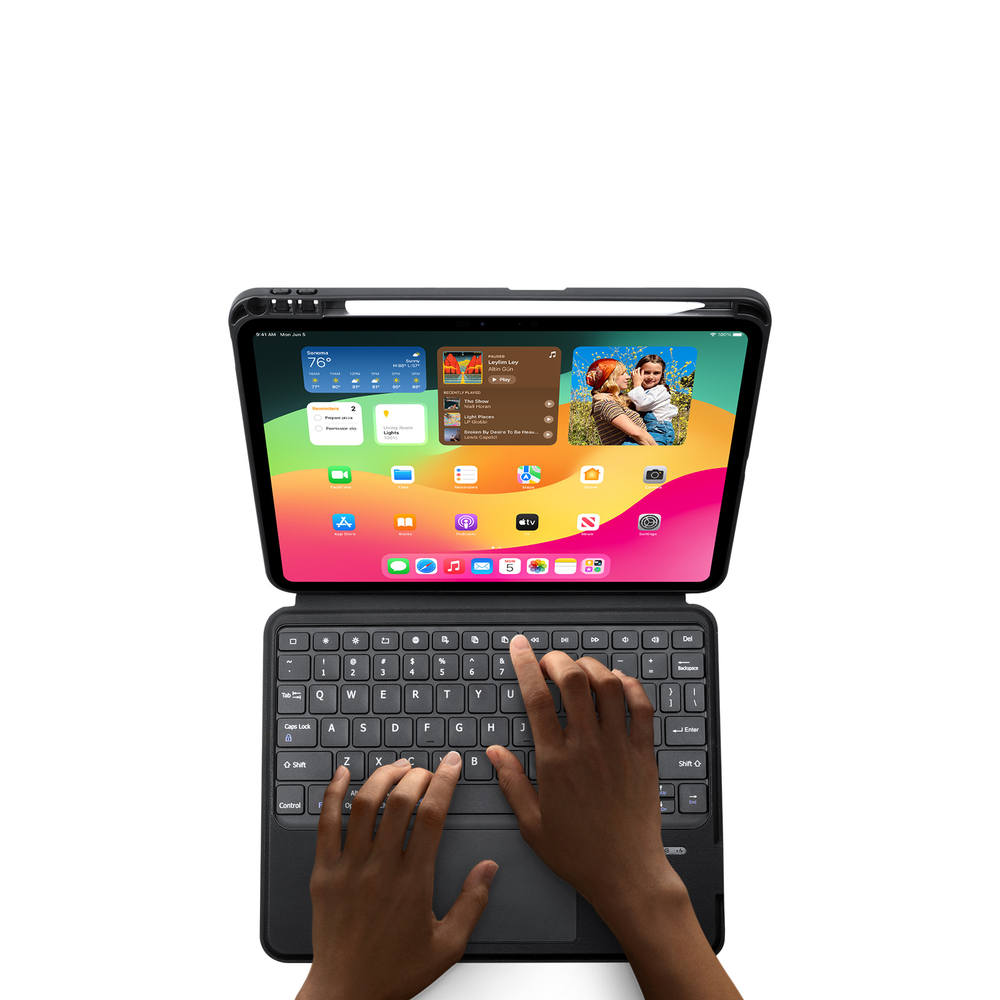 Чехол подставка с клавиатурой (RUS) от Dux Ducis для планшета iPad Pro 11 (2024-), серия DK Series Keyboard, русская клавиатура с подсветкой