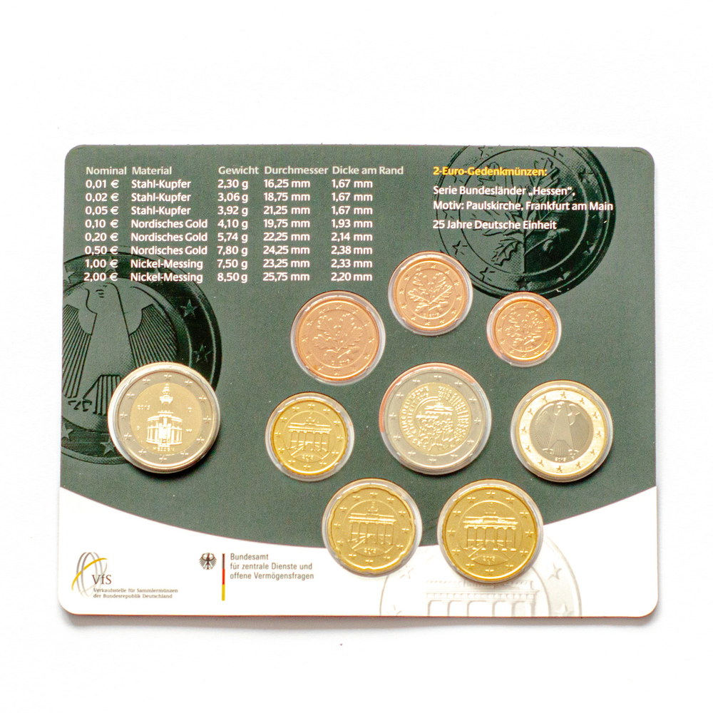 Germany 2015 Year Set (D: Munich) + 2 Euro "Hessen: Frankfurter Paulskirche"