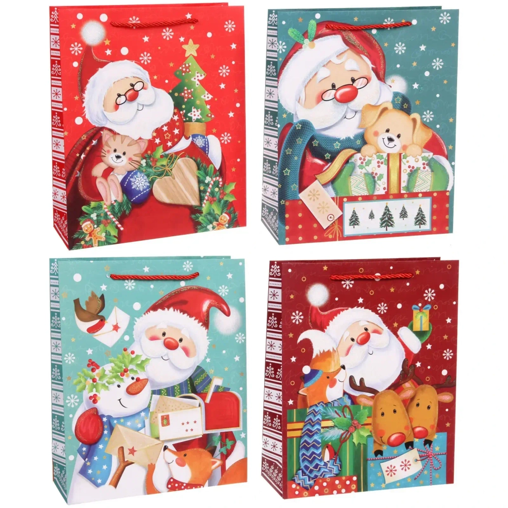 Пакет подарочный «Дедушка Мороз» 26*32*10 см, микс