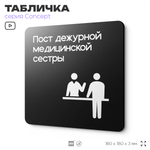 Табличка Пост медсестры, на дверь и стену, навигационная и информационная, серия CONCEPT, 18х18 см, Айдентика Технолоджи