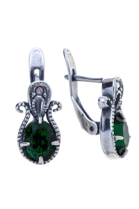 "Беркшир" серьги в серебряном покрытии из коллекции "Винтаж" от Jenavi с английским замком