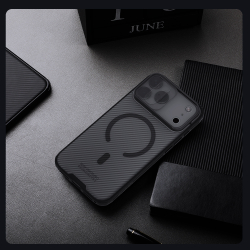 Чехол c MagSafe тонированный прозрачный на iPhone 17 Pro Max, серия CamShield Pro Magnetic (Transparent black) от Nillkin