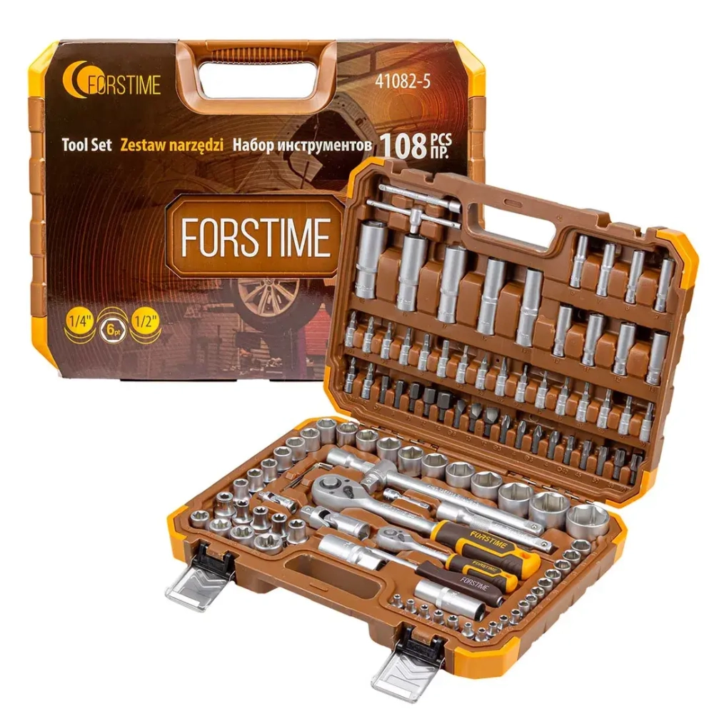 Набор инструмента 108пр. 1/2'',1/4''(6гр.)(4-32мм) FORSTIME FT-41082-5
