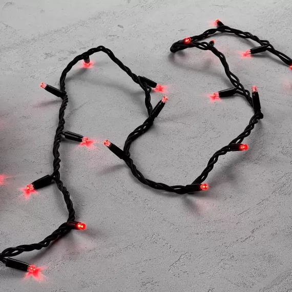 Светодиодная гирлянда Sealed 10 м., 220V., 100 красных LED ламп, черный каучук, Beauty Led (LL100-1-2R)