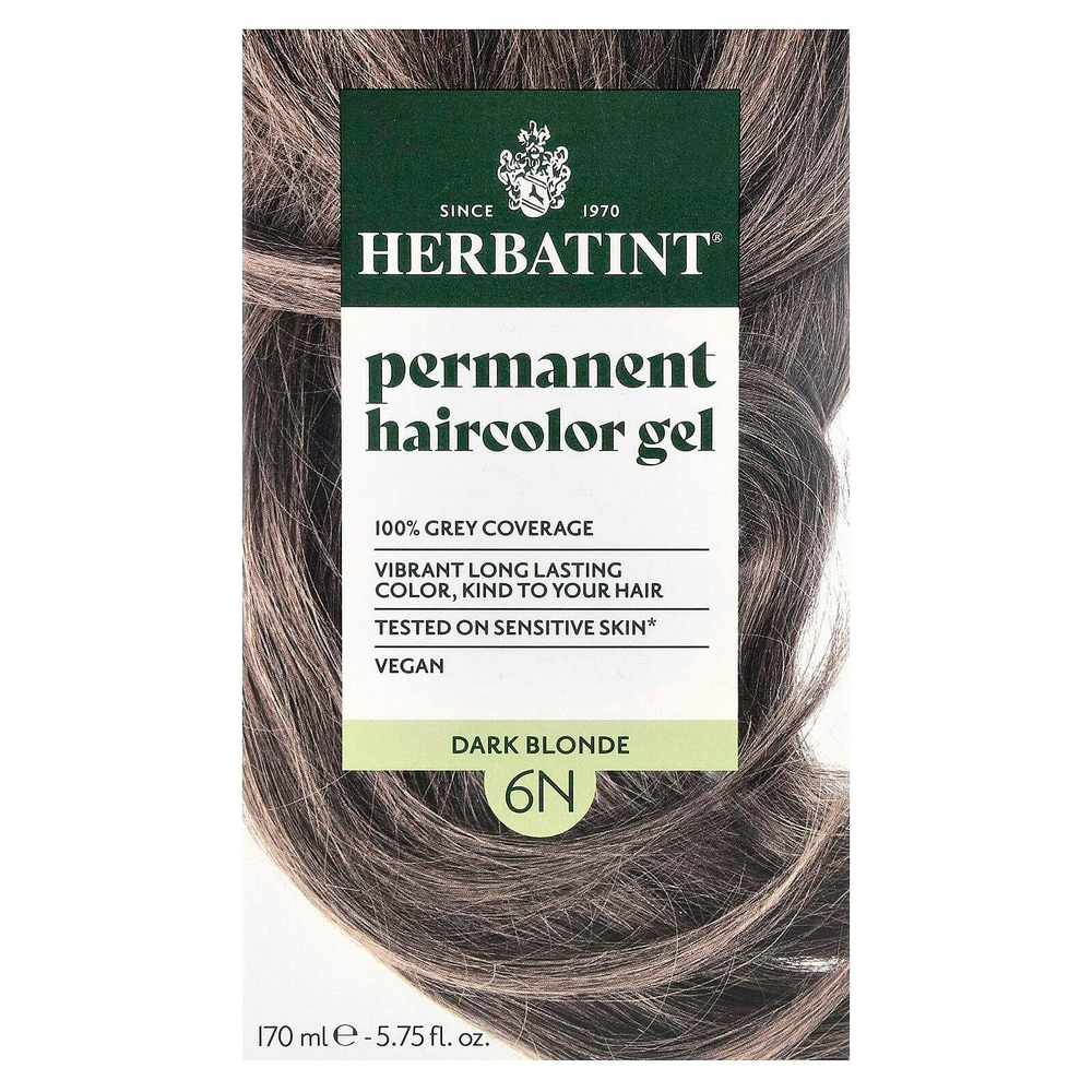 Herbatint, Стойкая гель-краска для волос, 6N, темный блондин, 135 мл (4,56 жидкой унции)