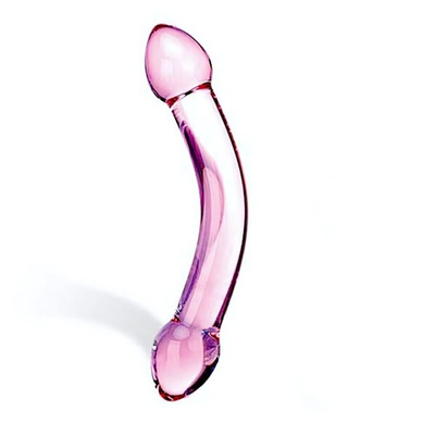 Изогнутый двухголовый стимулятор из стекла Double Trouble - 19 см. (Цвет: розовый)