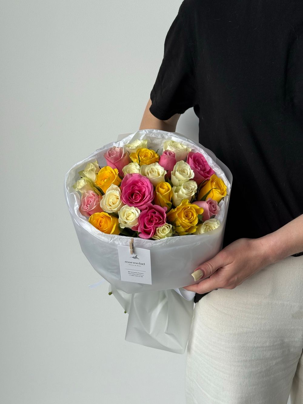 Букет из розы разных оттенков (35см) 25 шт