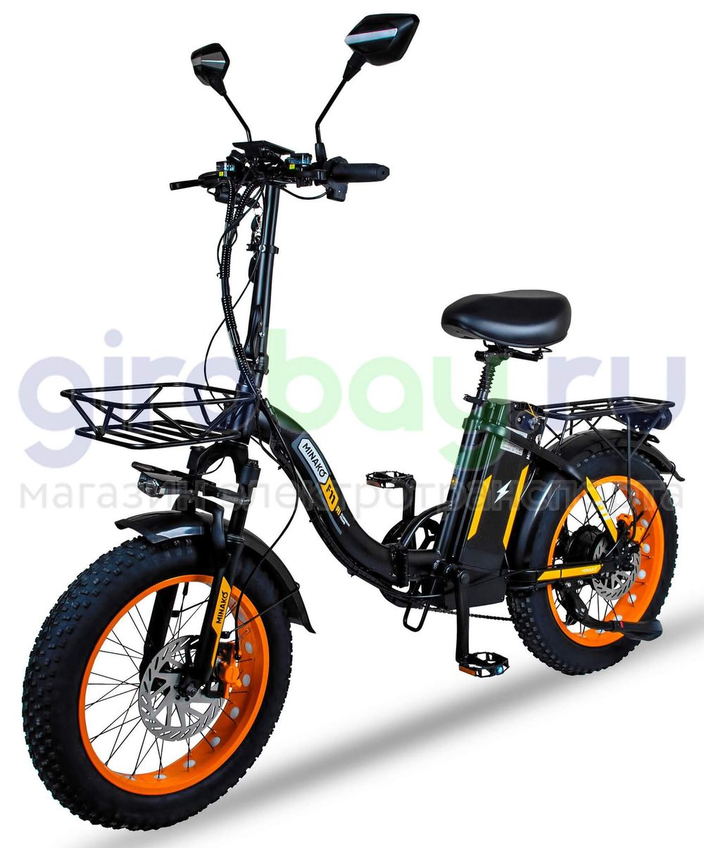 Электровелосипед Minako F11 Pro 2025 года (48V/20Ah) - Оранжевый обод фото №1