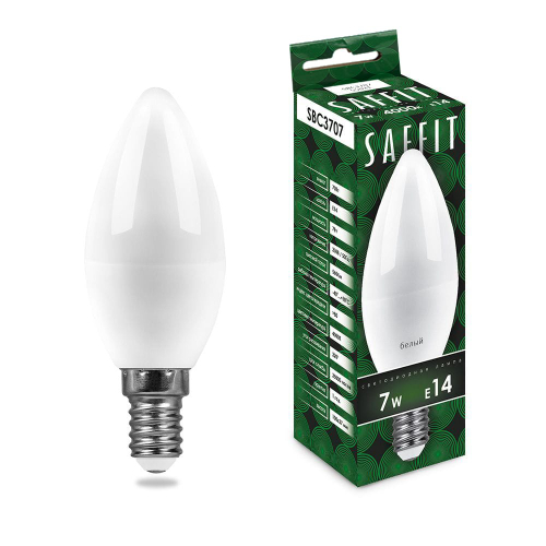 Лампа светодиодная LED SAFFIT свеча SBС3707 7W Е14 С37 6400K