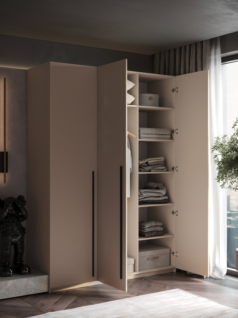 Шкаф распашной Lorena 3, кашемир, 80 см