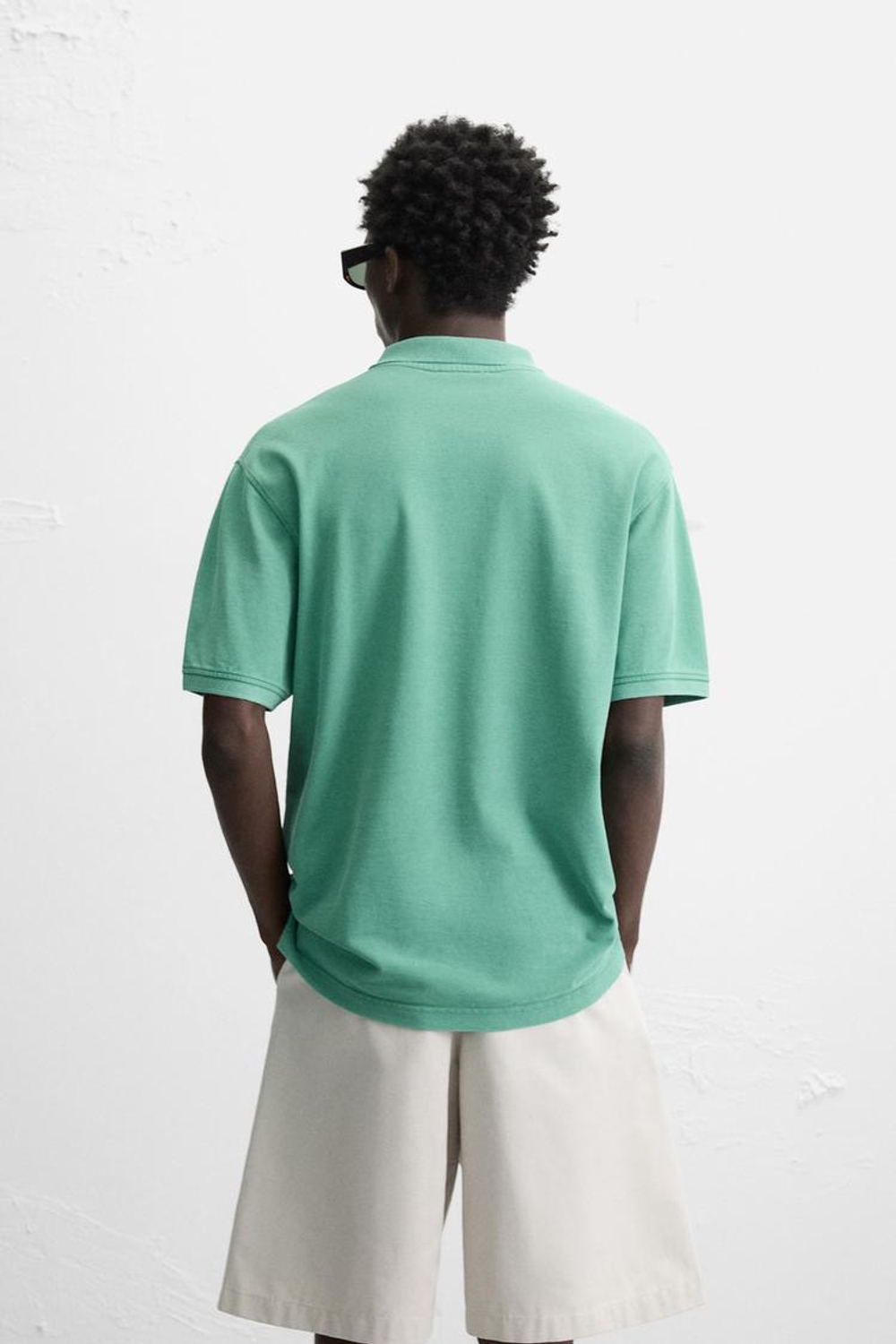 ZARA ПОЛО ПИКЕ, ЛИНЯЛЫЙ ЗЕЛЕНЫЙ