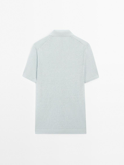 Massimo Dutti Поло из 100% льна, небесно-голубой