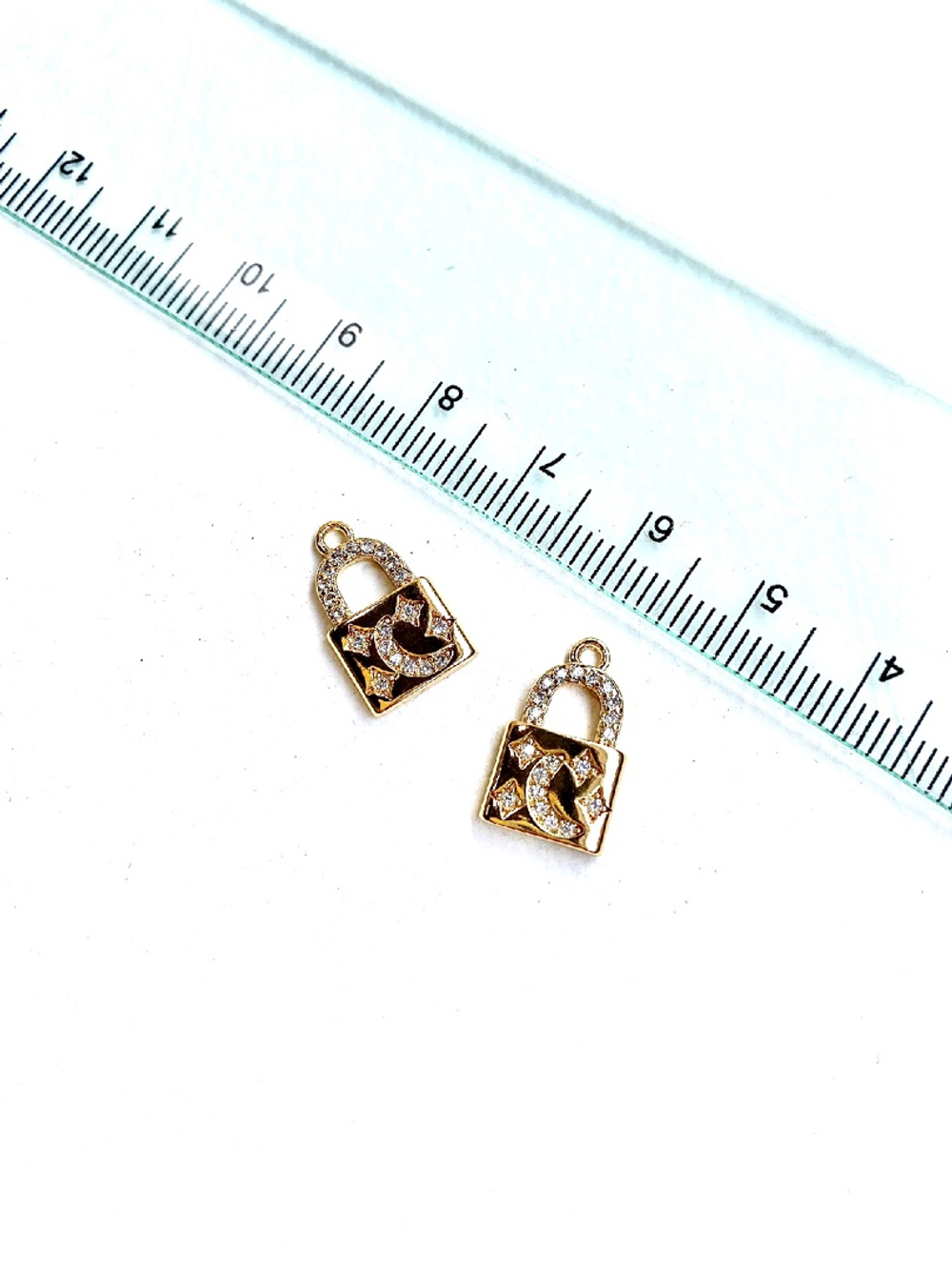 91-з Подвеска «Замок» с луной и звездами,16*9мм, позолота