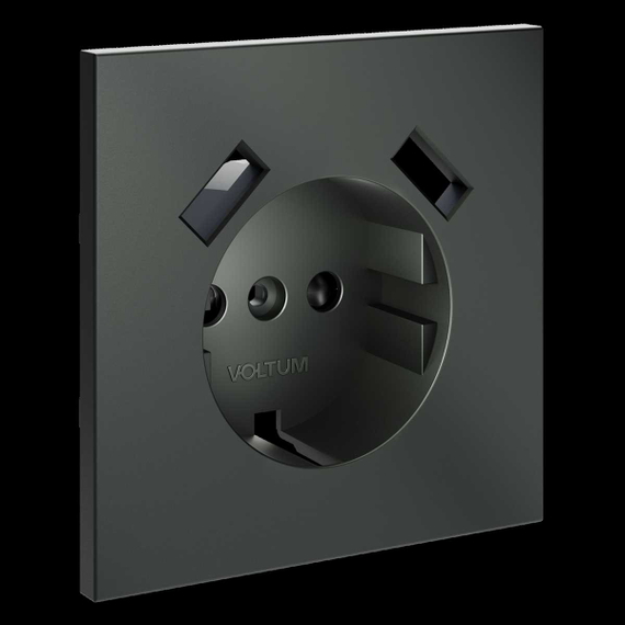 Накладка для розетки с заземлением и защитными шторками с USB A+A S70 (титан) Voltum VLS000906