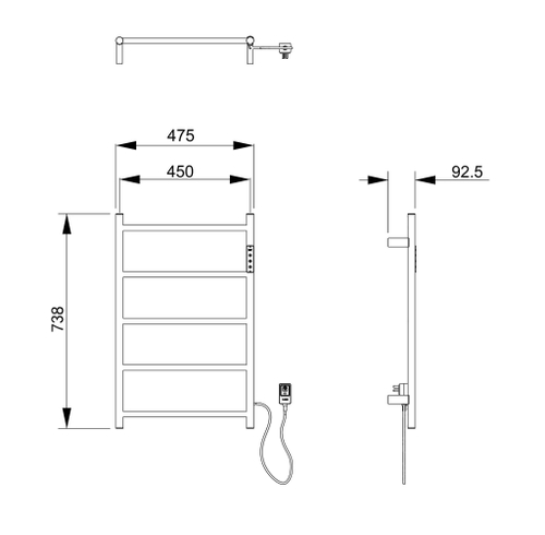 Полотенцесушитель электрический WONZON & WOGHAND BONN, Темный графит (WW-AL405-GM)