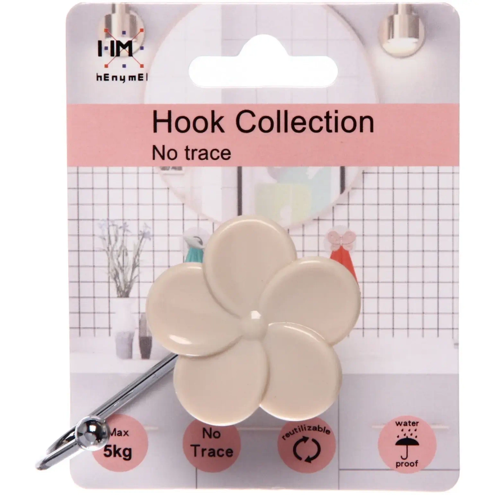 Крючок с липким слоем (1шт., нагрузка 5кг) Цветок бежевый MH8043