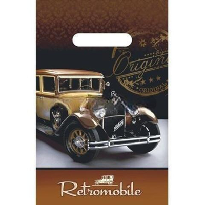 Пакет с прорубной ручкой ПВД 20х30 (30 мкм) "Ретромобиль" (100/2000 шт.) Интерпак