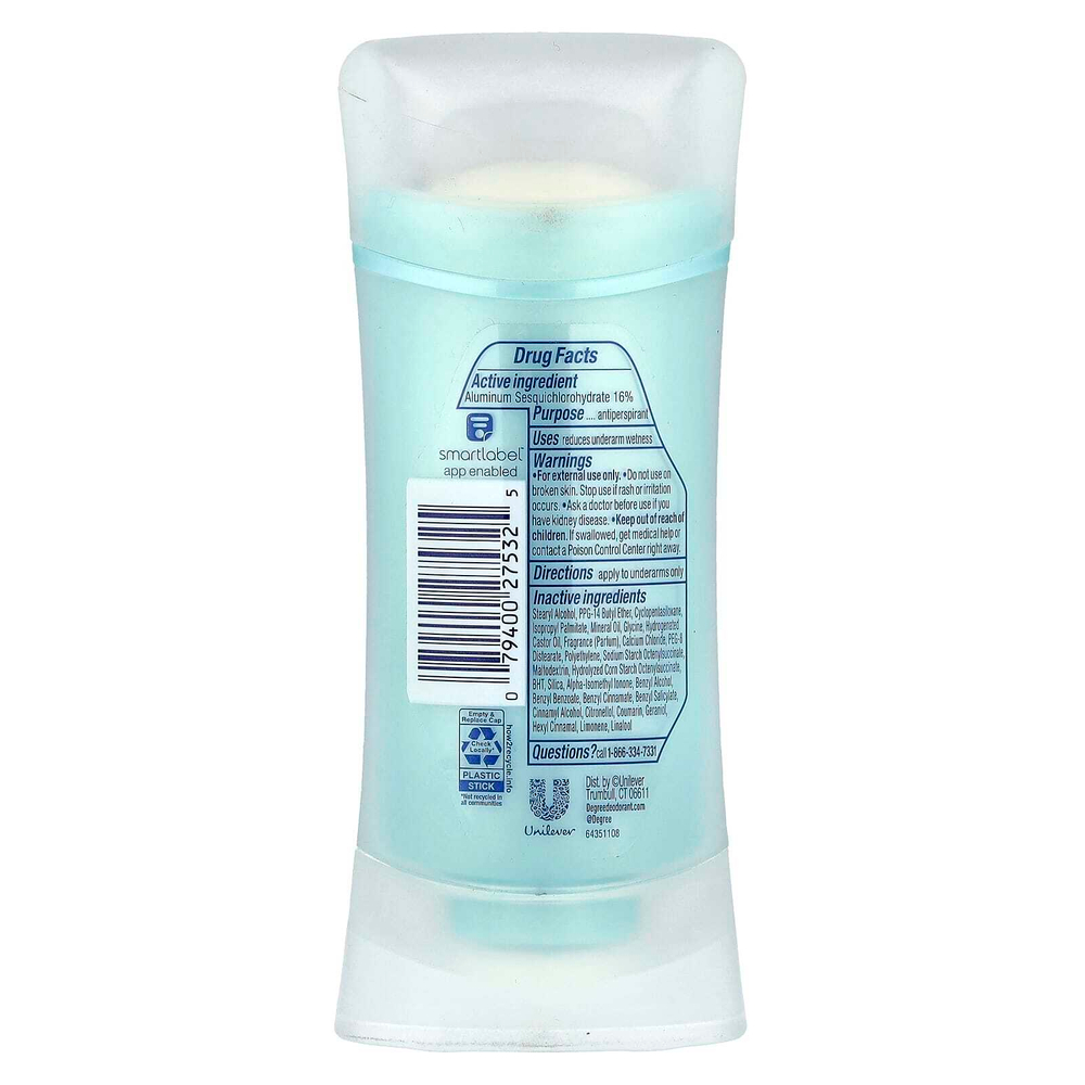 Degree, Advanced, 72H Body Heat Activated™, дезодорант-антиперспирант, прозрачная пудра, 74 г (2,6 унции)