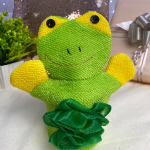 Мочалка-варежка для тела «Ультрамарин - Лягушка», мягкая, цвет зеленый,21*16см