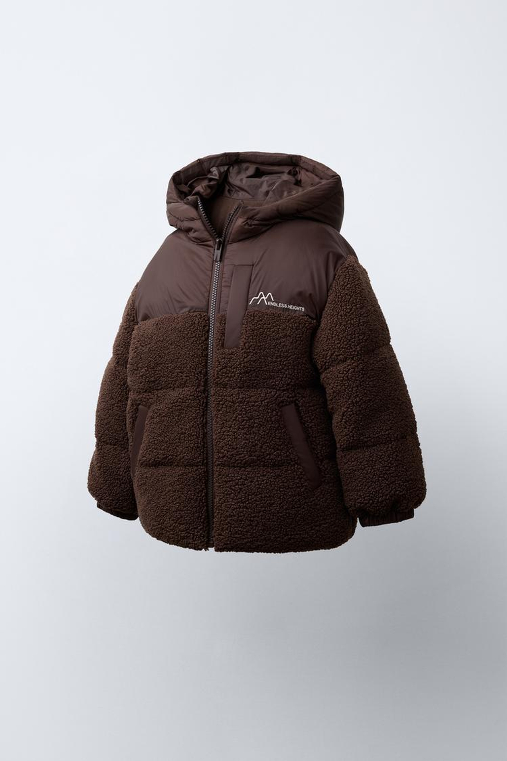 ZARA КУРТКА ИЗ ИСКУССТВЕННОЙ ОВЧИНЫ, ШОКОЛАДНЫЙ