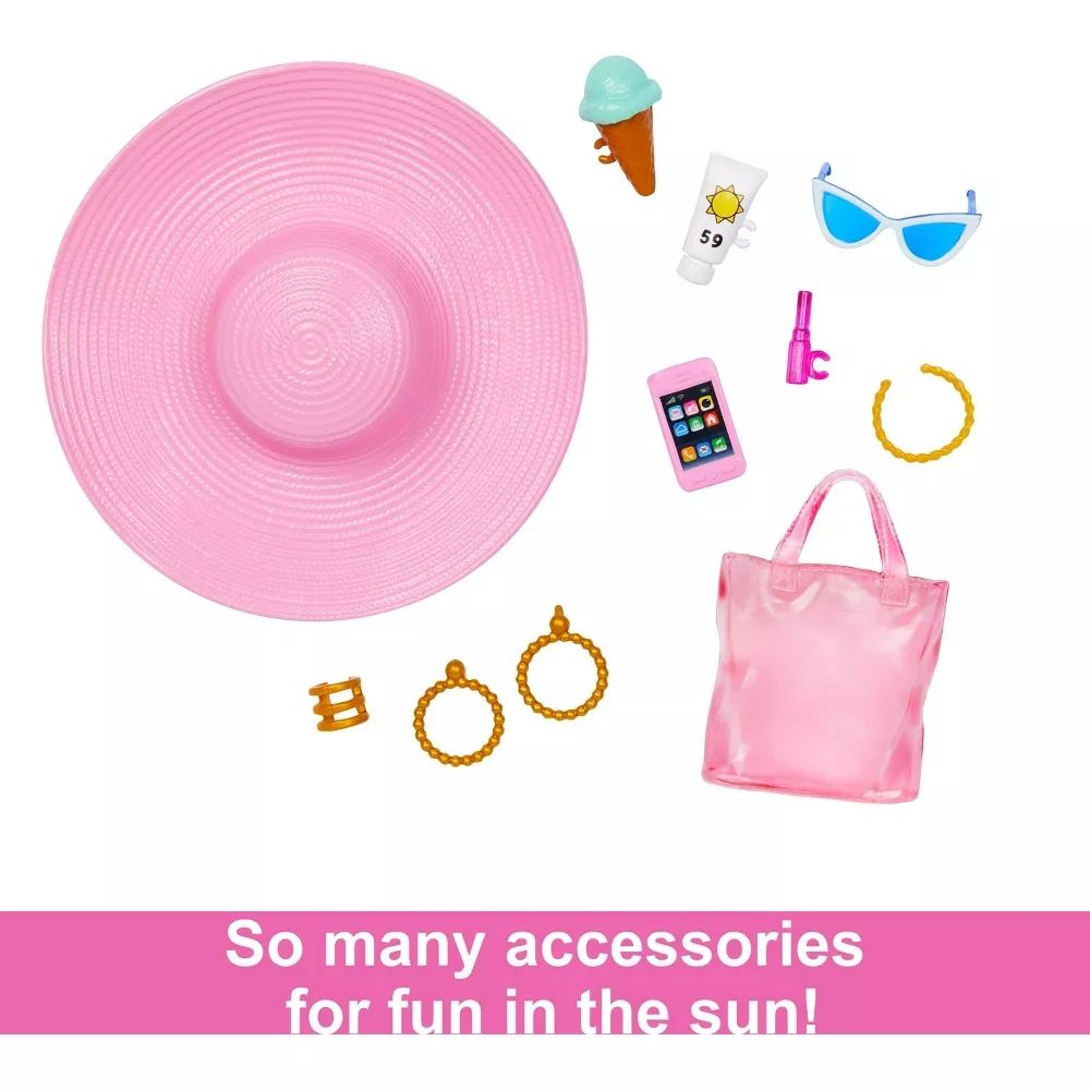 Кукла Barbie в купальнике с пляжными аксессуарами