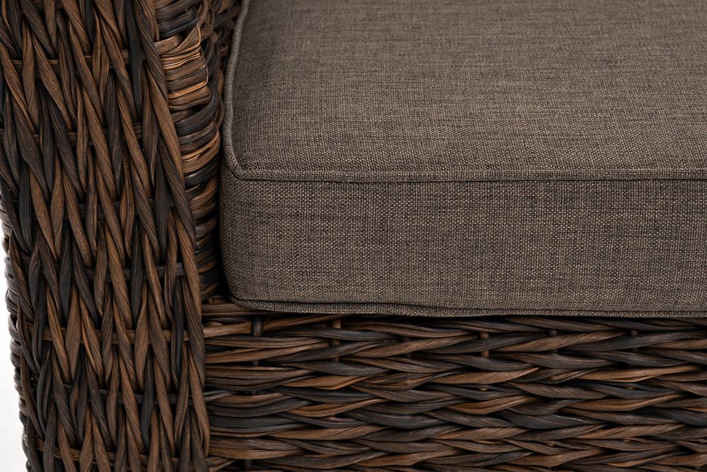 "Капучино" диван из искусственного ротанга (гиацинт) трехместный, цвет коричневый