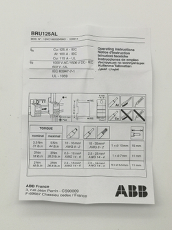 Распределительный блок ABB BRU125AL, 125А 1-полюсный 1SNA356204R1100