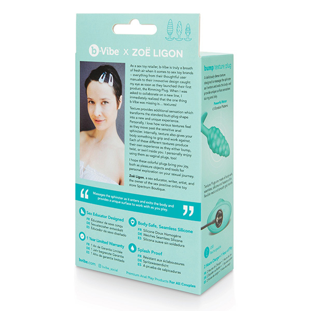 Мятный анальный текстурированный плаг с вибрацией b-Vibe Bump BV-020-MNT