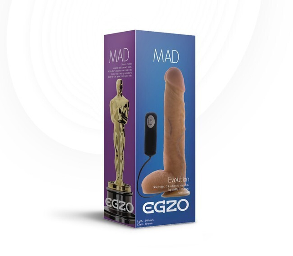 Телесный вибратор-реалистик с присоской Mad Oscar - 24 см. (Цвет: телесный)