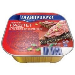 ПАШТЕТ ГЛАВПРОДУКТ 95 ГР НЕЖНЫЙ ИЗ ГОВЯЖЬЕЙ ПЕЧЕНИ /КВАДРАТ/