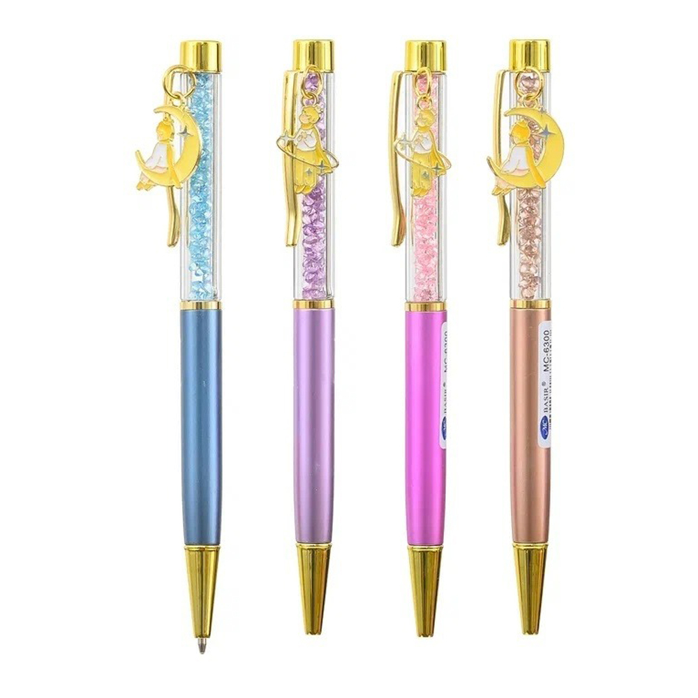 Ручка шариковая, автоматическая, Basir, синие чернила, серия "АНГЕЛОЧЕК", разноцветный корпус, 36 шт