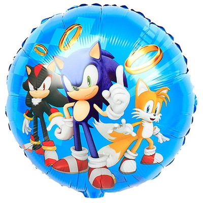 Фольгированная фигура, круг, Ежик Аниме синий и друзья,18"/46СМ