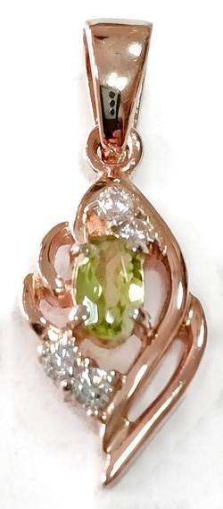 Подвеска ювелирная из серебра с позолотой,вставка хризолит,фианиты