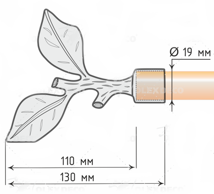 Наконечники "Ветка большая" d19 мм, цвет антик