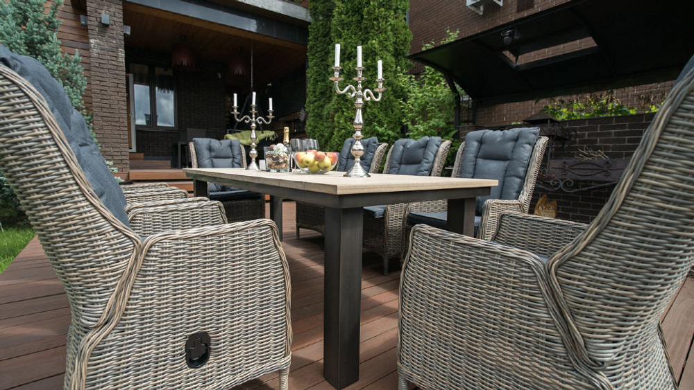 Регулируемое кресло из искусственного ротанга /алюминиевый каркас ВЕРОНА с подушками