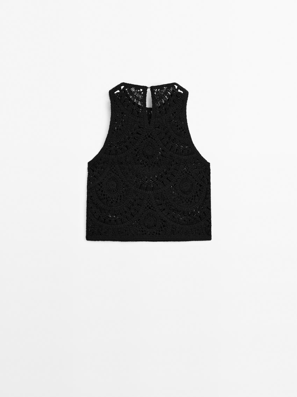 Massimo Dutti Вязаный Топ, Черный