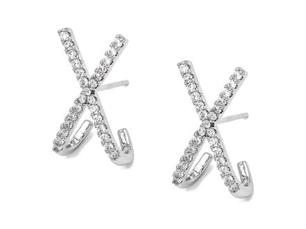 Серьги-гвоздики "Икс" 16,5мм, со стразами