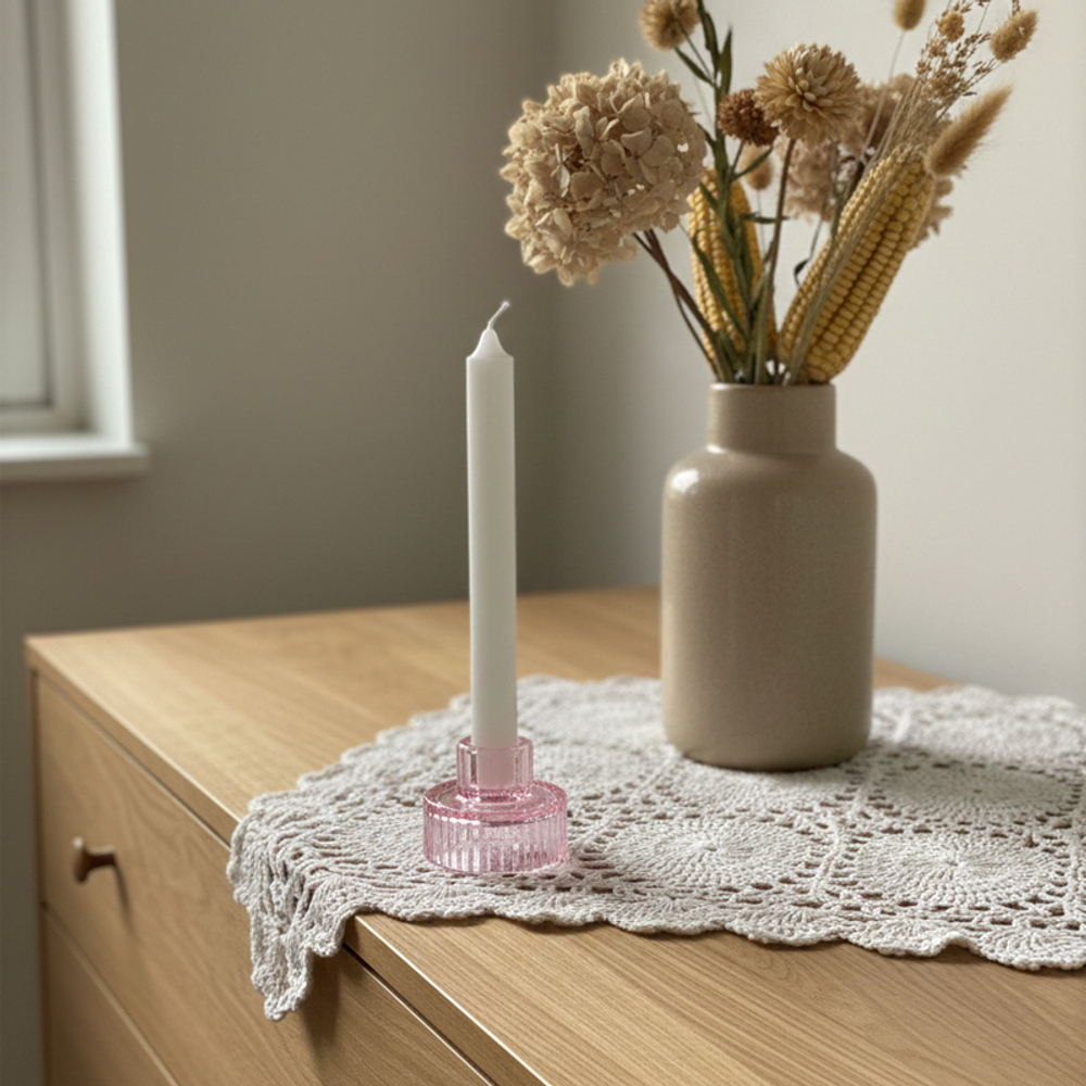 Подсвечник Ljusstake, розовый, стекло