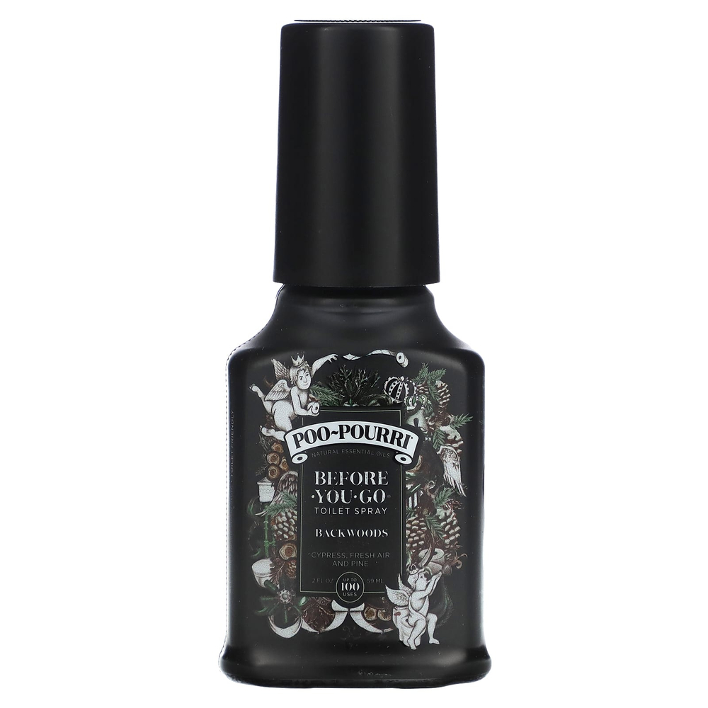 Poo-Pourri, Спрей для туалета Before You Go, Backwoods, Cypress, Fresh Air and Pine, 59 мл (2 жидк. унц.)