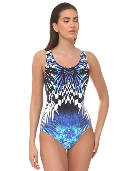 Совместный купальник с мягкой чашкой Splash (Размер: B/L) (Цвет: синий)