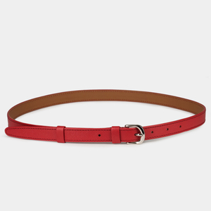 Ремень женский 20 мм из кожи сафьяно, красного цвета